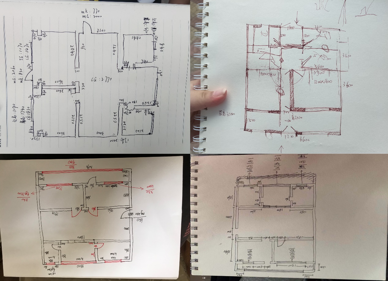(图四:同学们在实践课程中的量房部分成果展示)